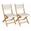 Set of 2 Folding Garden Chairs - AWANA - FSC Acacia Wood - Braided Cord - 52 X 48 X 85 Cm