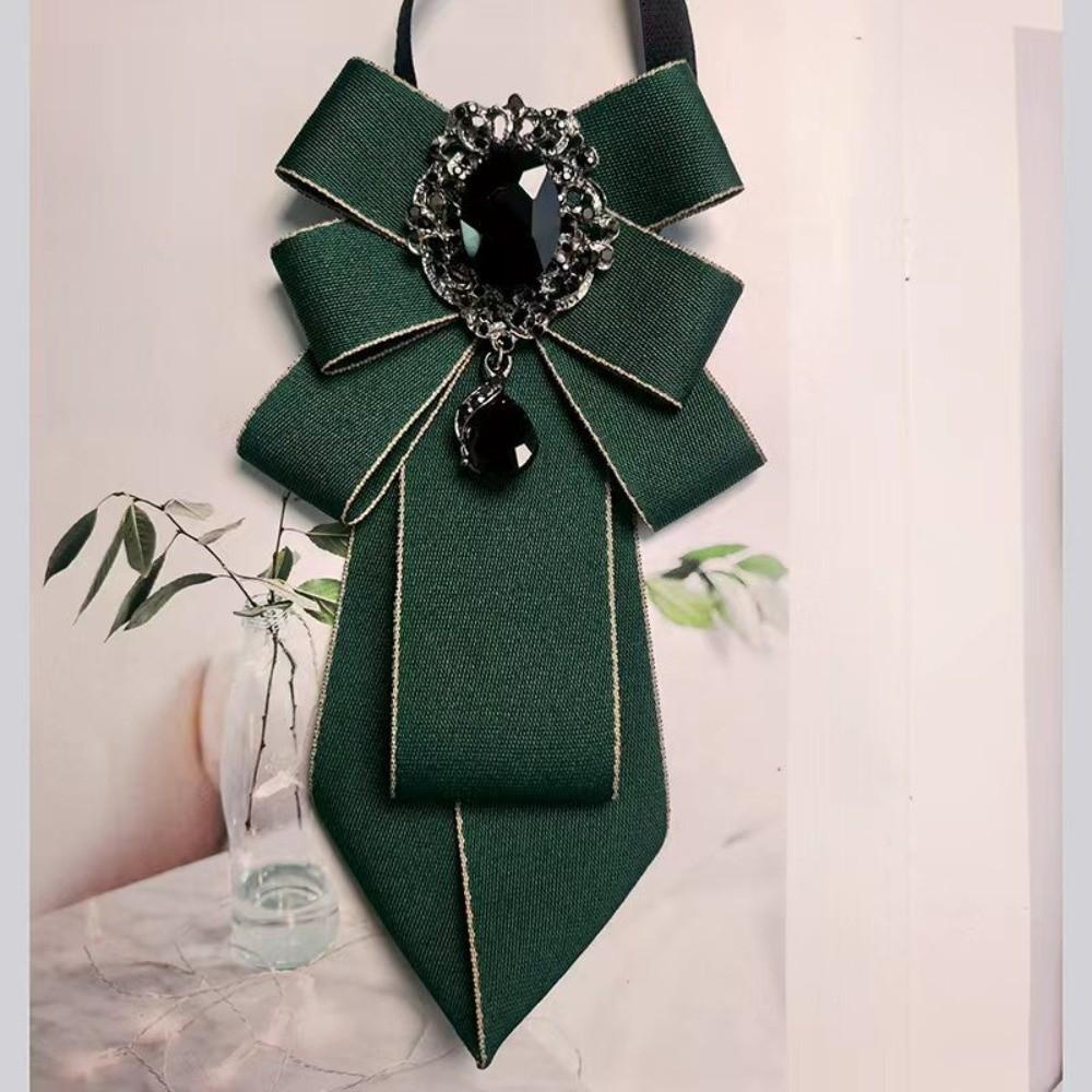 

Ribbon Bow Tie Rhinestone Women s Tie Uniform Tie Necktie Graduation Photo зелений
