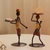 Creative African Tribal Lady Tealight Candle Holders Centerpieces Iron Candlestick Holders for Home Dinning Table Decors