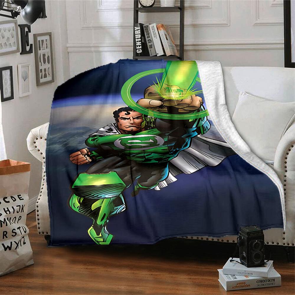 1pc Green Lantern Ring Flannel Throw Blanket Soft, Warm & Cozy for Couch, Bed, Office, and Travel Versatile All Season Gift, Christmas present