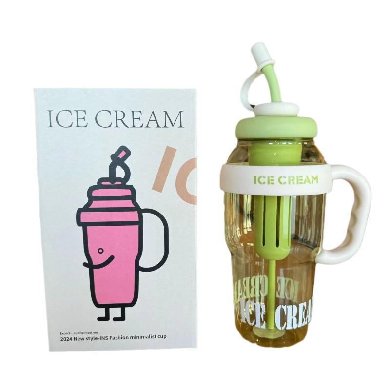 1300ML Large Capacity Plastic Water Cup with Handle, Straw and Tea Strainer, Portable Sports Water Bottle, Tea Cup, Beverage Cup