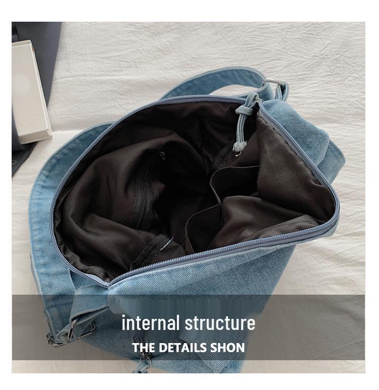 Geantă Crossbody din Denim pentru Femei - Capacitate Mare, Multi-Buzunare, Geantă de Umăr Casual Versatilă