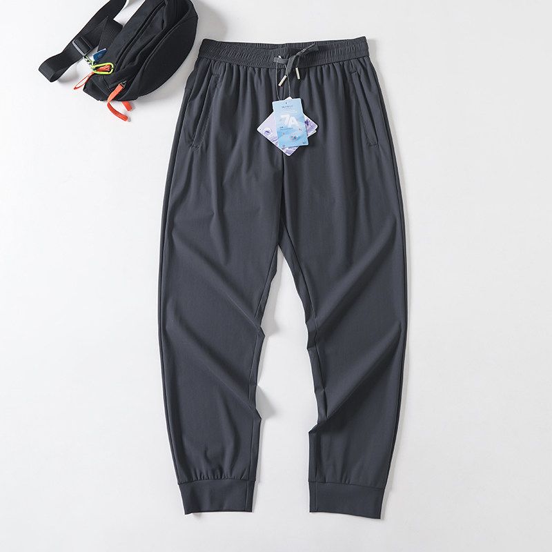 Trade Export Tail Goods Summer Lightweight Air Conditioning Ice Silk Trousers Men and Women Couple Breathable Drawstring Elastic Waist Casual Pants