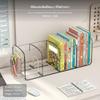 2Piece Desktop Organizer Book Rack, Transparent PET, With Pen Holder 3 Slot Bookend