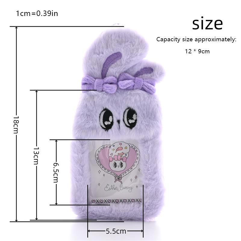 Cute Long-Eared Rabbit Plush Id Card Holder Photocard Holder Idol 3 Inches Photo Display Storage Cover Keychain Bag Pendant Gift