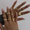 10Pcs/Set Geometric Trendy Gold Copper Color Cuff Rings Set For Women Girl Metallic Stainless Steel Minimalism Fashion Chic Ring