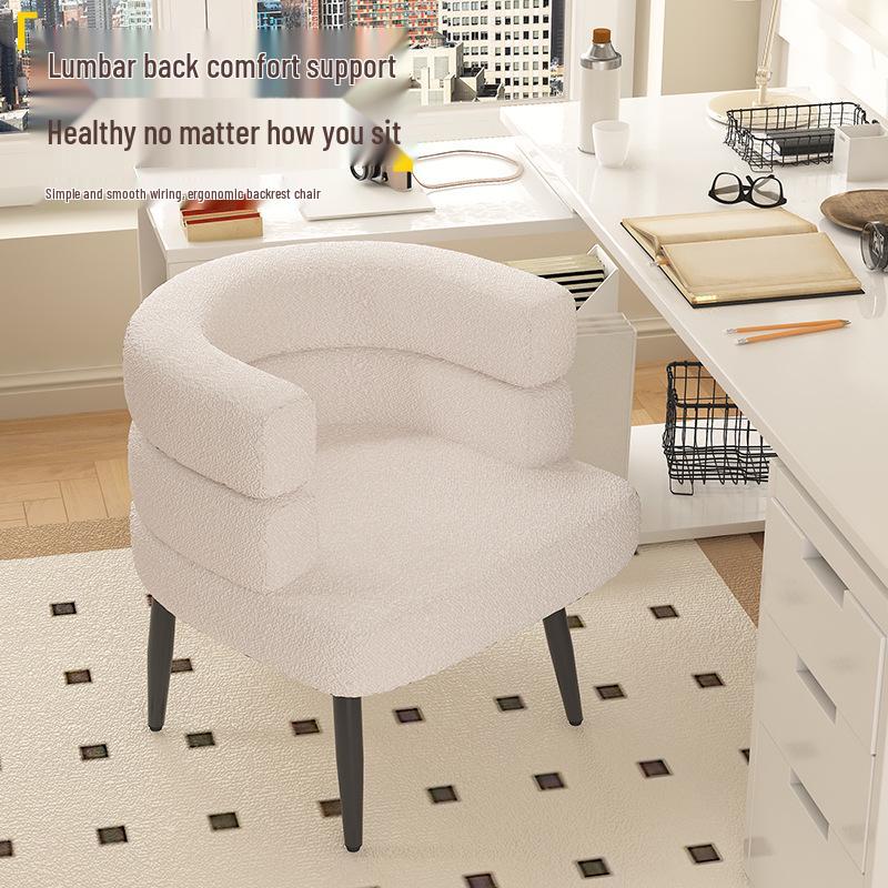 Nordic Minimalist Lambswool Single Sofa Chair with Solid Wood Frame