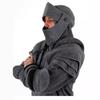 Men's Halloween Knight Hoodie with Mask, Elbow Pads, Drawstring, and Kangaroo Pocket - Solid Color Cosplay Costume