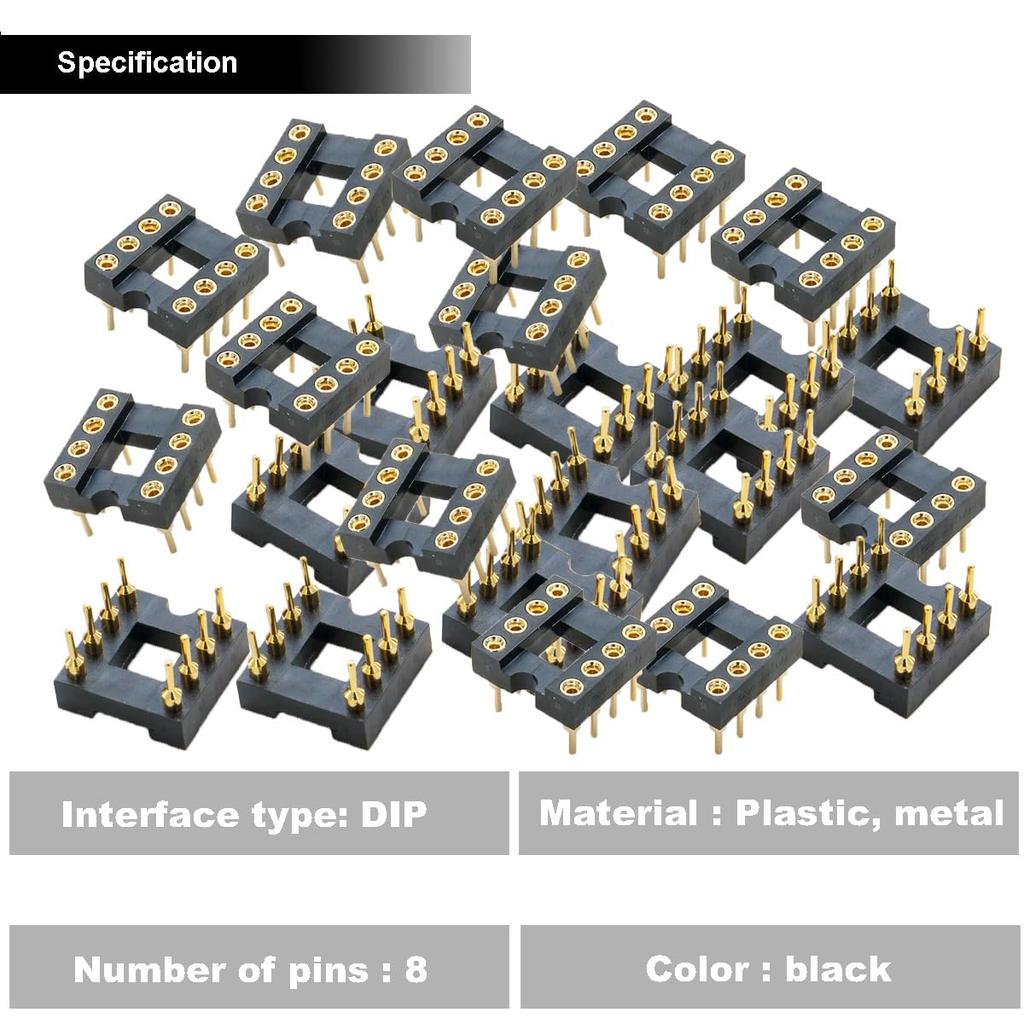 Youmile 30pcs Round DIP-8 IC Socket 2.54mm Pitch 8 Pin IC Socket Adapter Soldering