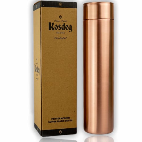Kosdeg Copper Water Bottle - 34 Oz Vintage Modern Design - Drink from an Ayurvedic Pure Copper Vessel - Drink More Water, Reduce Sugar Intake, and Enj