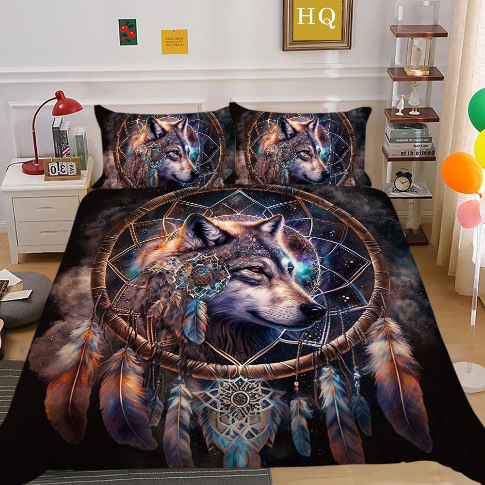 3D Wolf Printing Comforter Cover Set Double Size Microfiber Bedspreads Boy Teen Fashion Home Textiles