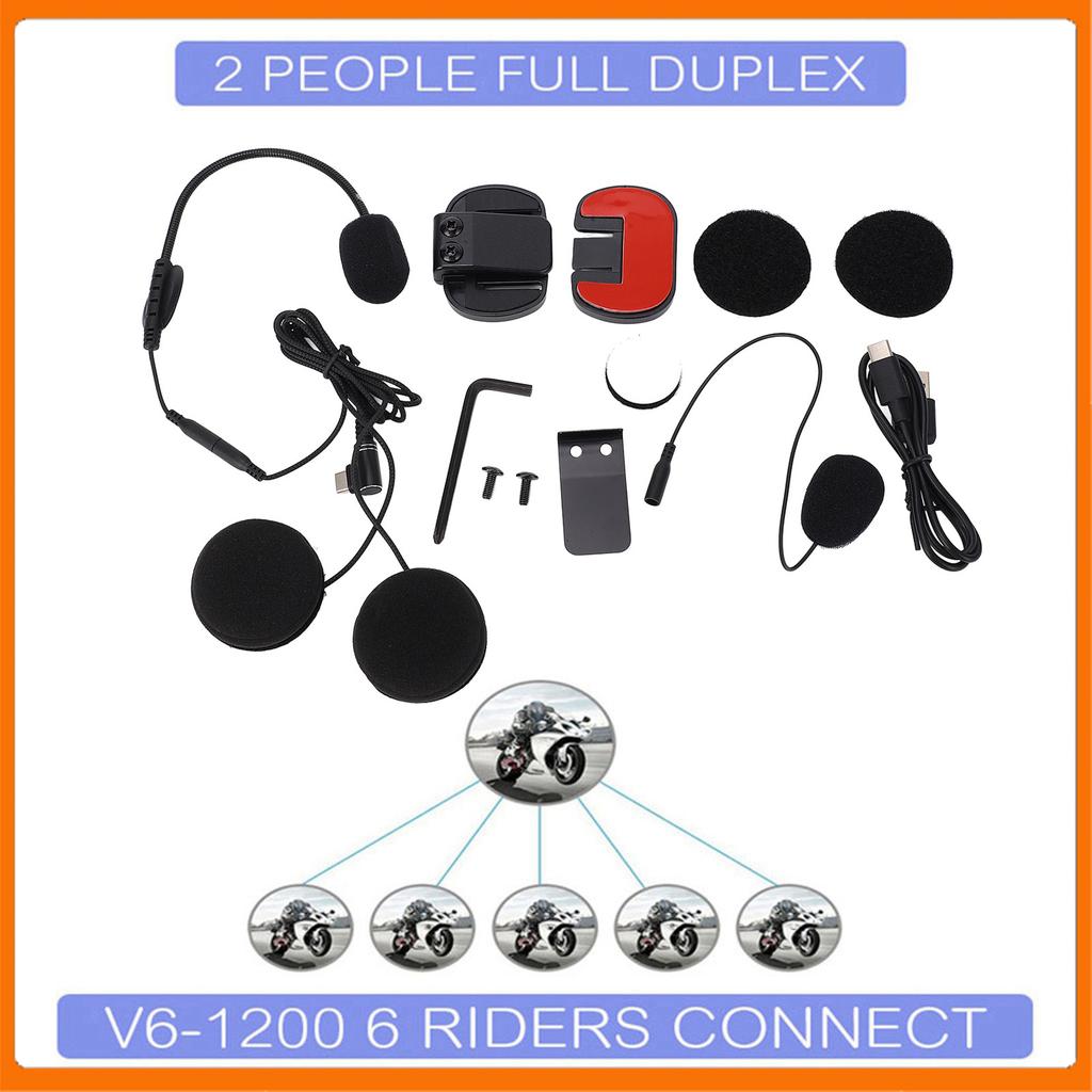 Motorcycle Bluetooth Intercom Intercom V6Plus‑1200 Motorcycle Helmet Wireless Bluetooth Intercom Hands  Headphone for 6 People