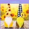 Charming Sunflower Gnome Doll With Stylish Black And White Checkered Hat Perfect For Fall Festivities