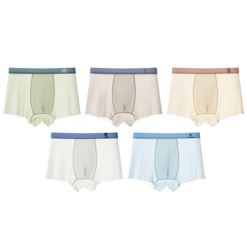 Men's Plus Size 10A Antibacterial Ice Silk Boxer Briefs - Seamless and Thin for Summer
