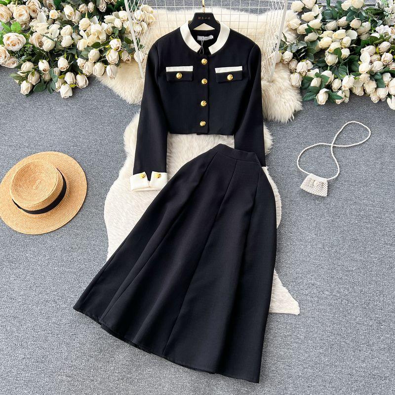 Classic Style Metal Suit Outwear High Waist Slimming Breasted