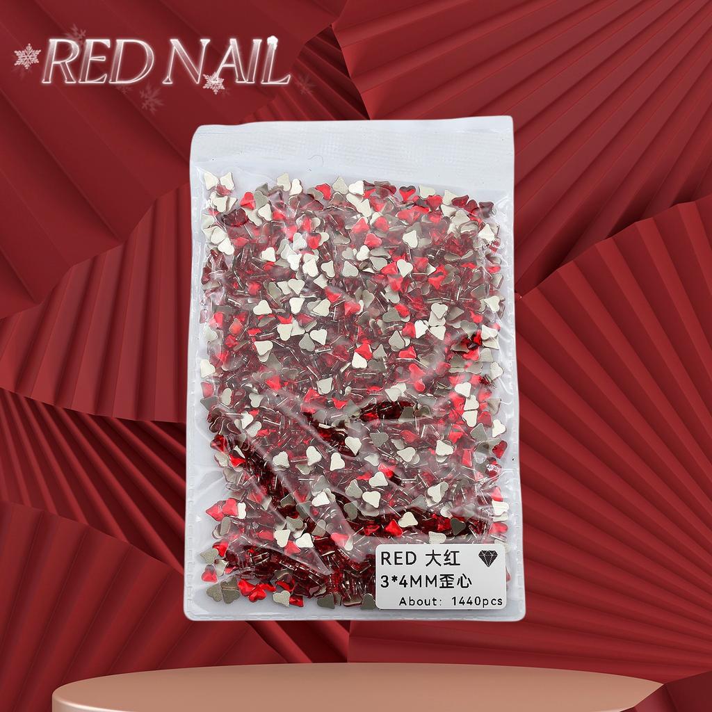 Pachet întreg de Crăciun de Anul Nou, mic, mare, roșu, fund plat, formă specială, diamant, artă pentru unghii, ornament pentru unghii, diamant roșu în formă specială