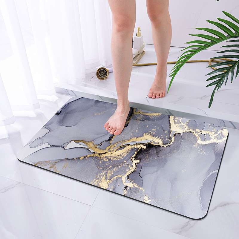 Marble Diatomaceous Bathroom Mat With Quick Drying And Non Slip Function For Home Decor