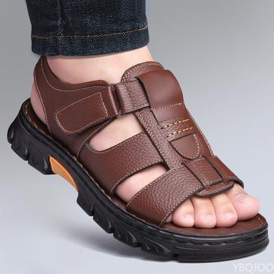 Fashion 2025 Men's New Sandals Cowhide Beach Shoes Outdoor Non-Slip Slippers Thick-soled Leather Sandals Men's Comfort Sandal Zapatos