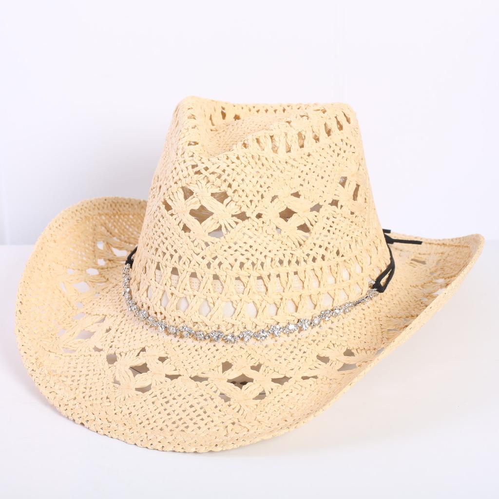 Beliebter europäischer und amerikanischer klassischer hohler westlicher Cowboyhut Herren- und Damen-Mode Urlaubs-atmungsaktiver Sonnenschutz-Strohhut
