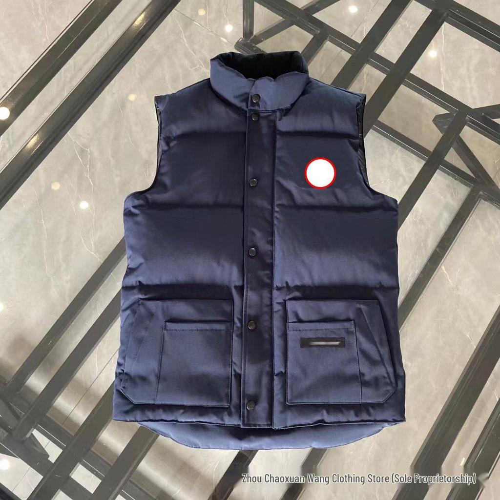 Unisex ärmellose Stehkragen Daunenweste Jacke - Weiße Entendaune Paarstil