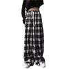 2026 Summer High-Waisted Plaid Loose Pants - Black and White
