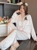 Women's Silk-Blend Pajama Set - Long Sleeve, Lightweight, Spring/Autumn 2023 Style