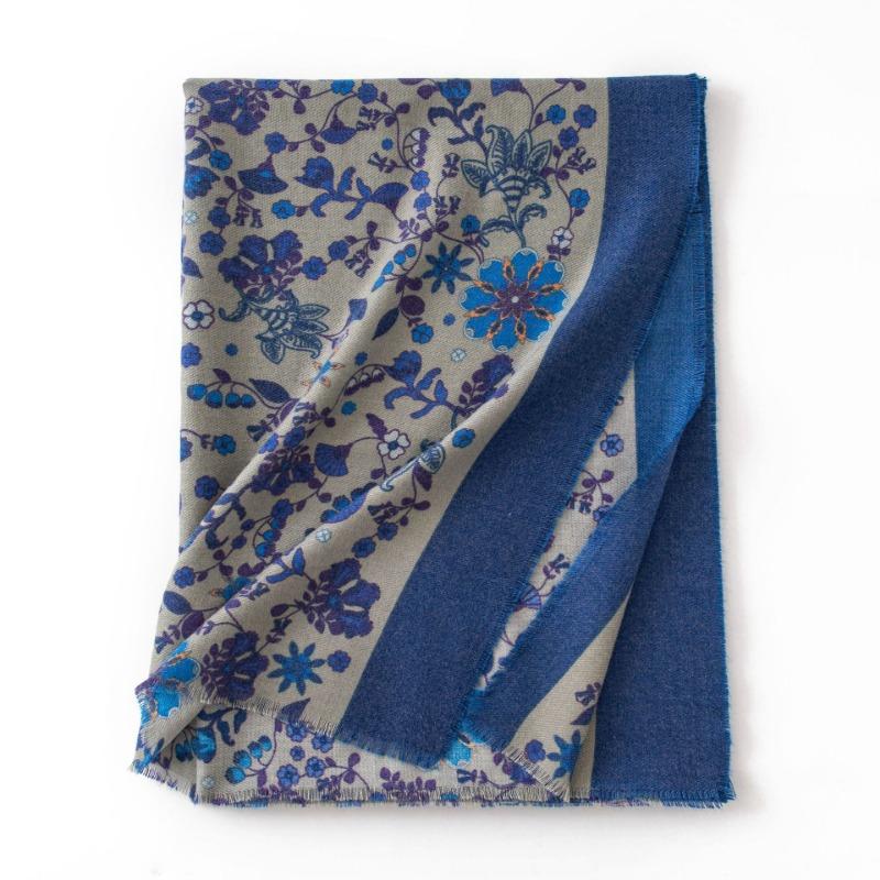 Womens Winter Printed Scarf Thick Warm Faux Cashmere Korean Style Shawl