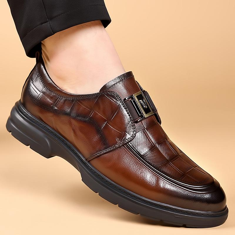 Fashion 2025 Spring Autumn Big Head Derby Shoes for Men Fashion Casual New Leather Wedding Shoes Male Solid Color Luxury Dress Shoe Man