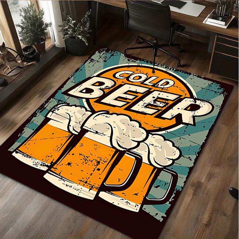 1Pc Beer Print Rug - Home Decoration Carpet For Living Room Bedroom Flooring Computer Chair Area Rug
