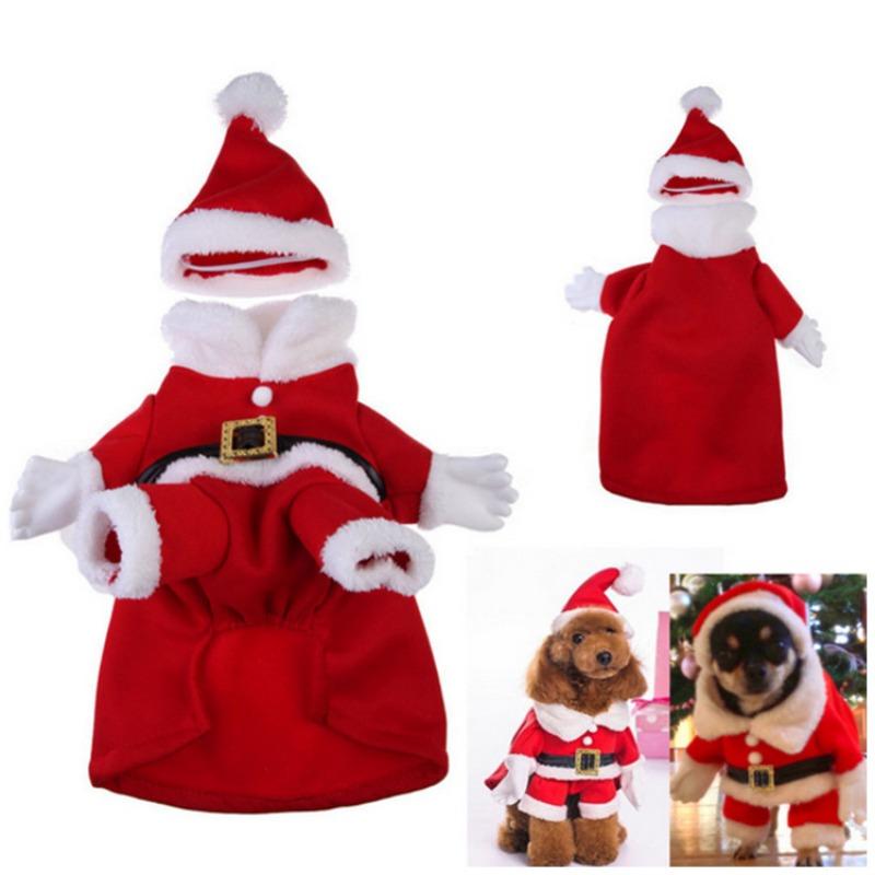 Christmas Pet Costume with Hat 3D Fleece Plush Outfit for Cats Small Dogs Warm Party Wear Reusable Pet Decoration Supplies