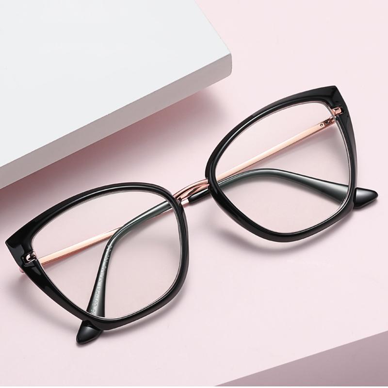 Blue Light Glasses Female Myopia Leopard Feline 0 Ray Cat's -6. Blocking Eye Finished Optical to Classic Ladies Spectacle Pink Retro Women's
