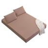 Solid Color Dustproof Fitted Bed Sheet & Pillowcase Set - Machine Washable, Protective Mattress Cover (3-Piece Set)