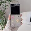 Clear Glitter Cute Flower Phone Case For Samsung Galaxy Z Flip 8 7 6 5 4 Z Flip7 Flip6 Cover with Chain Korean Cases Hard Funda