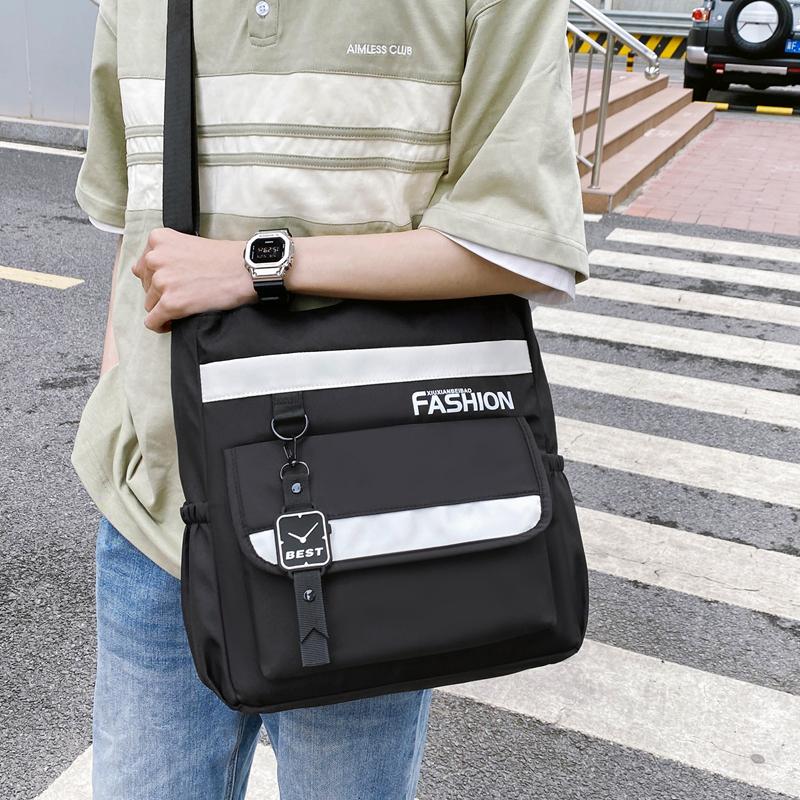 Schultertasche für Junior High School Schüler Farbkontrast Mehrfachfächer Umhängetasche Unisex Große Kapazität Tragetasche