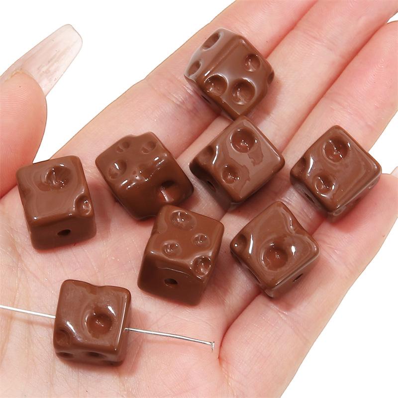 Handgefertigte Armbandperlen, Acryl, farbig plattiert, Handykettenperlen, Käse-Quadratperlen, handgefertigt, DIY-Handschnur, bunter Anhänger, Schmuckzubehör