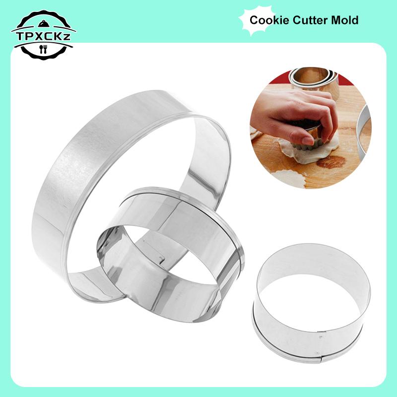 5pcs Stainless Steel Round Cookie Mold DIY Biscuit Cutter Dumpling Skin Cutting Mould Pastry Cake Baking Tool Kitchen Gadget