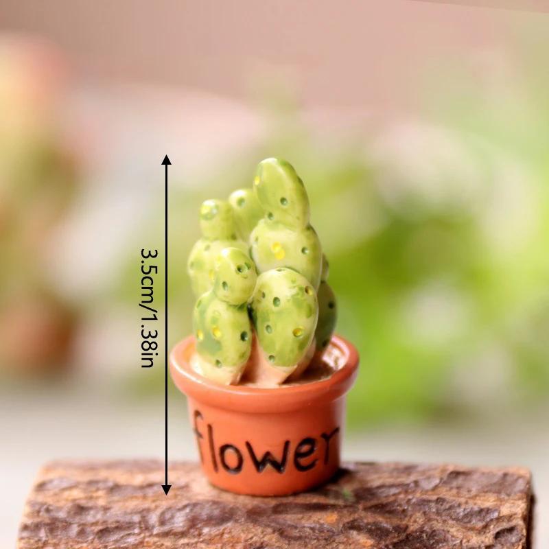 

Имитация кактуса, маленькое растение в горшке, микропейзаж, настольные декоративные изделия из смолы, садовый орнамент, мультяшный кактус, мини-бонсай
