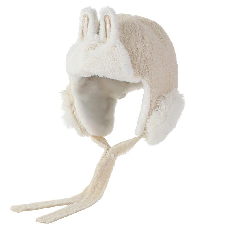 

Пушистая Теплая Зимняя Шапка Женская Милая Универсальная Вязаная Шерстяная Шапка Защита Ушей Флисовая Шапка One Size