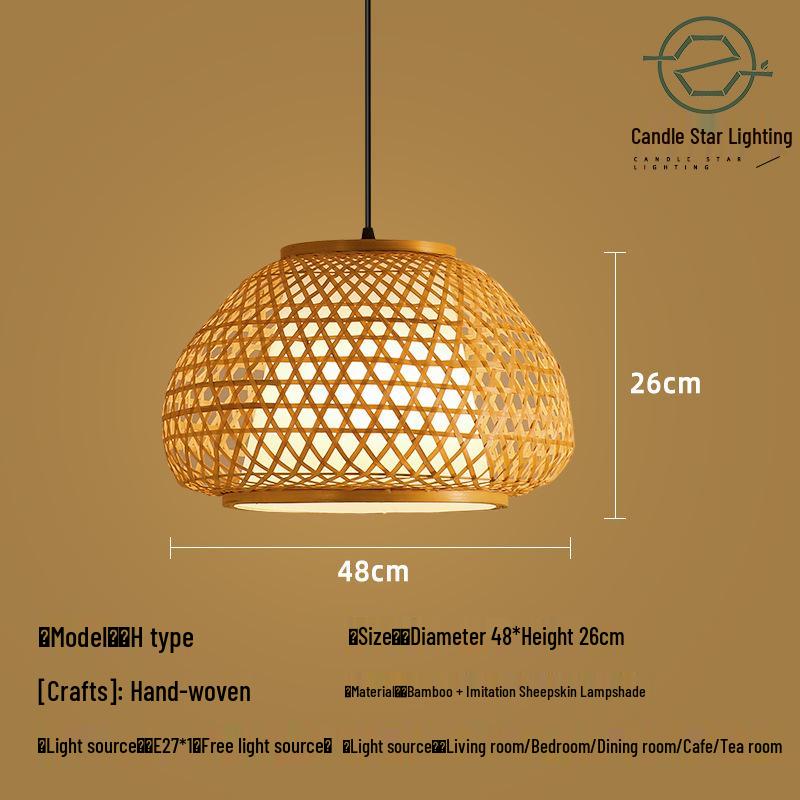 Zen Style Bamboo Rattan Pendant Light for Tea Rooms and Restaurants
