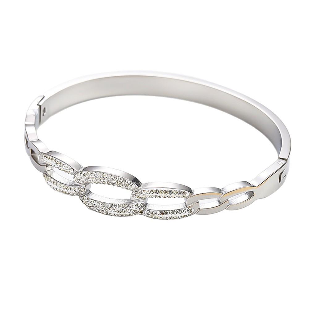 18K Gold-Plated Geometric Titanium Steel Bracelet with Rhinestones