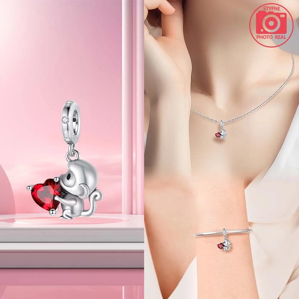 Copper Plated Gopher Embracing Heart Beads Charm Bracelets For Women Fit Pendant Charms Beads For Fine Jewelry Making Gift