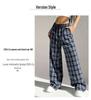 2024 Autumn/Winter Women's High-Waisted Plaid Wide-Leg Pants - Perfect for Back-to-School, Christmas, and Daily Wear