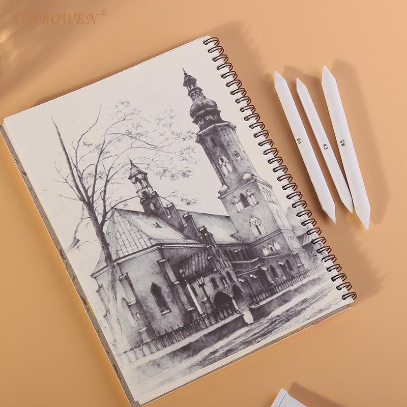 6-Piece Double-Ended Newsprint Blending Stump Set for Sketching and Drawing