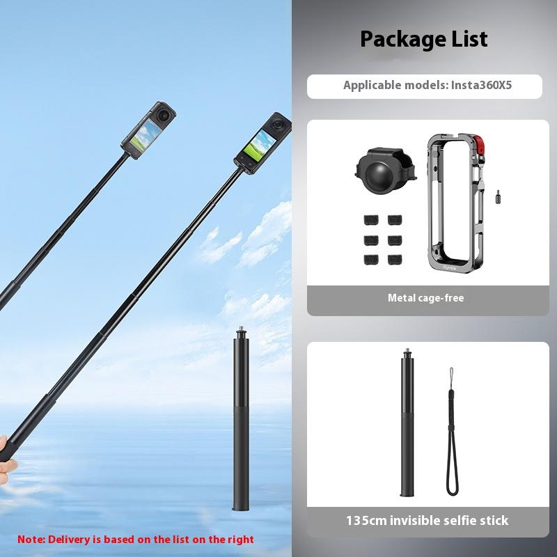 For Insta360 X5 Metal Rabbit Cage Protection Frame Panoramic Sports Camera Expansion Frame Accessories