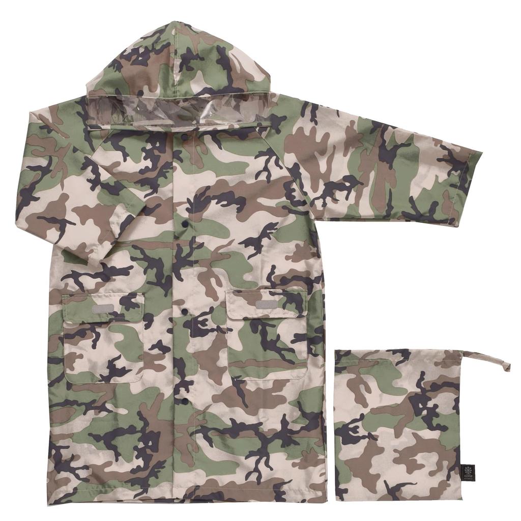 COLORFUL CANDY STYLE Raincoat and Rain Poncho Set of (110cm) 2, Camouflage/Khaki, B8007300-BTR