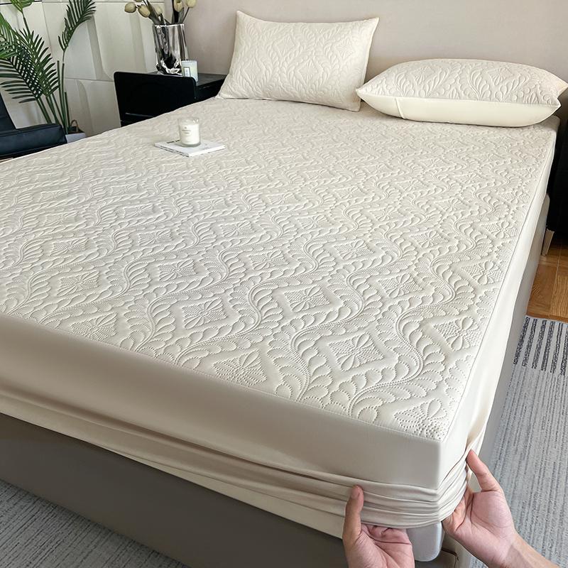

Водонепроницаемый стеганый защитный чехол для матраса, дышащий чехол для матраса с защитой от клещей, нескользящая антибактериальная простыня на резинке 140/150/160 2xPillowcase NOSHEET