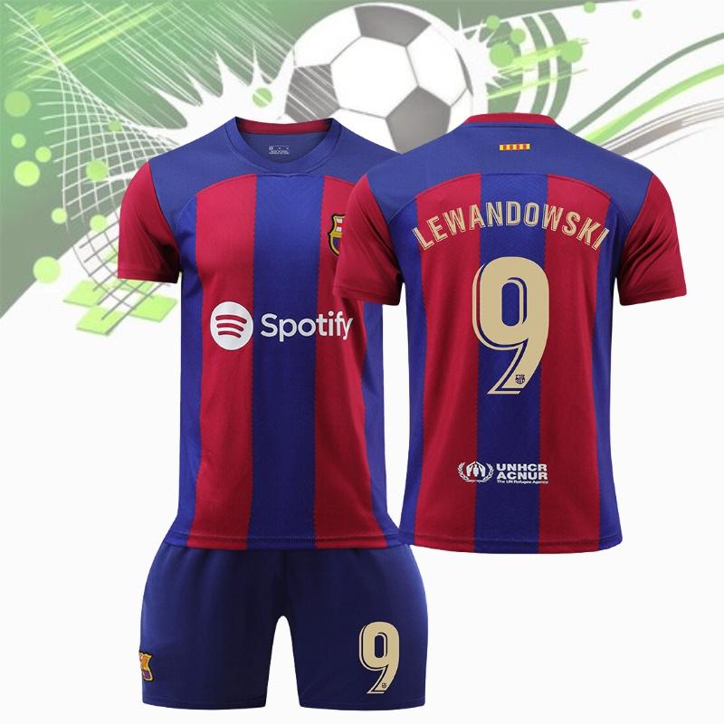Barcelona Home Jersey Messi 10 Lewandowski 9 Gavi 30 Pedri 8 Suitable For Children Various Sizes Available