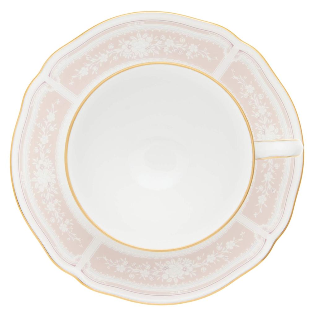 Noritake Cup & Saucer (color-changing pair set) (for coffee and tea) 220cc Lacewood Gold 2 people Blue/Pink Fine Porcelain Y6578A/1507-14