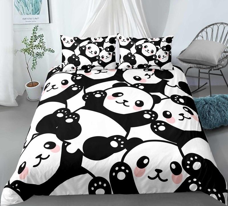 Panda Bettwäsche Set Einzelbett Twin Full Queen King Size Cartoon Tiere Bett Set Erwachsene Kind Schlafzimmer Bettbezug Sets 3D Druck 032