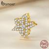 Bamoer 925 Sterling Silver Heart-shaped Leaf Pendant Fit for Women DIY Bracelet & Bangle Plated Gold Heart Charms Fine Jewelry